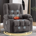 Massage Swivel Recliner Chair with Vibration Massage and Lumbar Heating for AdultsOversized Rocker Recliner Single Sofa with Side PocketTwo Cup Holders and USB Charge Port for Living Room