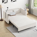 3-in-1 Convertible Sleeper Sofa Couch with Pullout Bed Loveseat Sleeper Sofa Bed with Hidden Side Table 56 Full Size Folding Futon Couch for Living Room Guest Room Apartment Home Office (Beige)