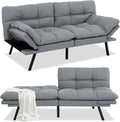 Opoiar Futon Sofa Bed Modern Memory Foam Sleeper Sofa Convertible Couch Adjustable Armrest&ampBackrest Leather Futon for Living SpaceApartmentOffice Sofabed