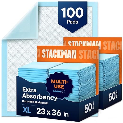Chucks Pads Disposable [100-Pack] Adult Incontinence Underpads 23x36 Large Super Absorbent Protective Bed Pads Leak-Proof Pads – Pee Pads for Kids Adults and Pets – Dog &amp Puppy Training Pads