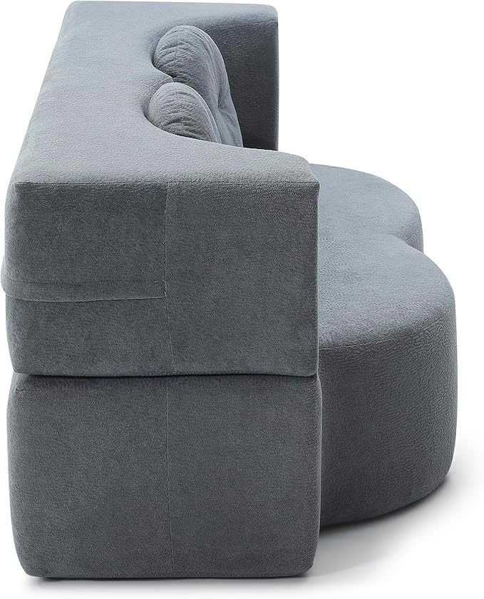 KEIKI 2-in-1 Folding Sofa Bed with Pillow Queen Sleeper Sofa Floor &amp Futon Loveseat Couch Foam Folding Mattress for Living Room Guest Use Office Apartment No Assembly Required Grey