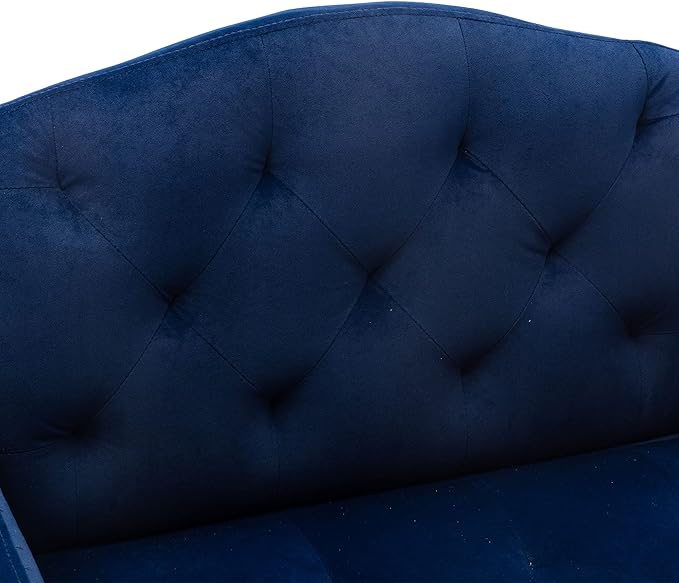 Modern Accent Chair Upholstered Single Sofa Arm Chair for Living Room and Bedroom Upholstered Comfy Armchair Chair with Solid Tapered Metal Legs (Navy)