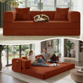 Belhome 78.8 Convertible Sofa Bed Futon Sofa Bed with Side Pocket Corduroy Pull Out Futon Sofa Boneless Couch for Living RoomsNo Assembly Required Orange