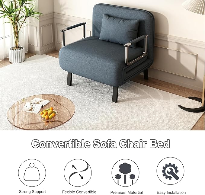 Convertible Sleeper Sofa 31.5″ Tri-Folding Queen Sofa Bed with Adjustable Backrest Velvet Comfy Loveseat Sleeper Sleeper Sofa Bed for Adults Modern Futon Sofa Bed for Bedroom Living Room (31.5in)