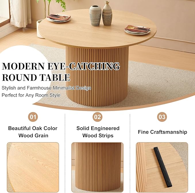47-in Round Kitchen Table Set for 4 Modern Mid-Century Dining Room Table Pedestal with 4 Navy Blue Kitchen Living Room Chairs Set Space Saving Dining Set for Dinining Hall Reception Room