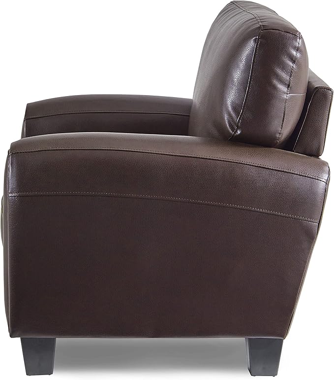 Homelegance 61.5W Rubin Modern Loveseat with Track Arms Foam Cushions Comfort 2 Seater Couch Faux Leather Love Seat for Living Room Apartment Office Easy Assembly Dark Brown