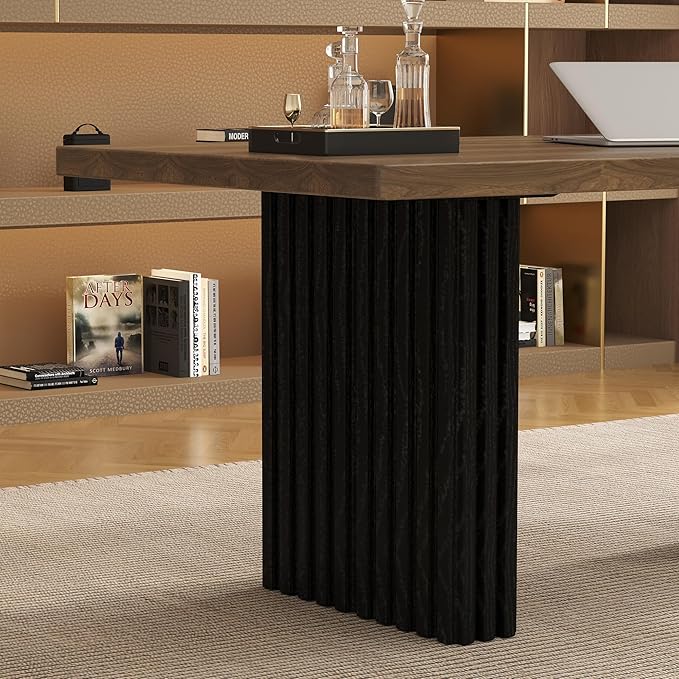 66.9 Modern Executive Office Desk Rectangular Workstation with Heavy-Duty Double Pedestal Wood Grain Finish for Office Home Office Study