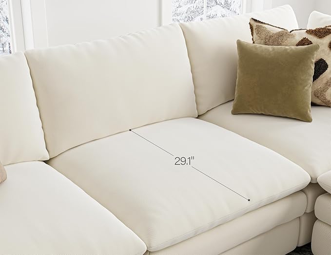 Sectional Couches for Living Room U Shaped Cloud Couch with Ottoman Deep Plush 5 Seats Sofa Modern Sofa for Apartment