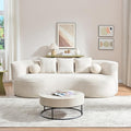 Christopher Knight Home Nomad Curved Sofa 90 Boucle Upholstered 3 Seater Couch with Decor Cushions Modern Cloud Couch with Deep Seat Fabric Upholstered Seating Set for Living Room Bedroom Beige