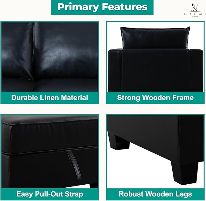 Naomi Home Elizabeth Modern DIY Collection Black/Air Leather/Sofa