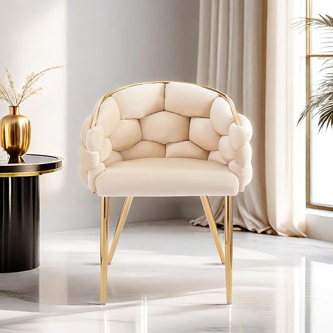 Luxury Handmade Accent Chair with Gold Legs Modern Velvet Armchair for Living Room and Bedroom