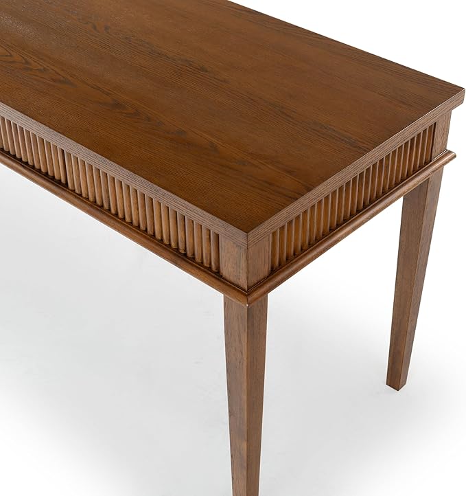 SAFAVIEH Couture Collection Shelbie Medium Oak Brown &amp Black 1-Drawer Reeded Computer Table Office Writing Desk