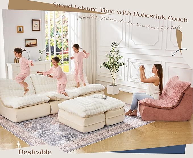 Hobestluk Sofa Couch Foam Sofa for Small Spaces Comfy Sofas with Footrest Couch Recliner Small Sofas for Living Room Bedroom Apartment (White)