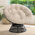 Bme 40 Ergonomic Wicker Papasan Chair with Soft Thick Cushion &amp Frame 360° Swivel Circle Reading Comfy Chair for Living Room Bedroom