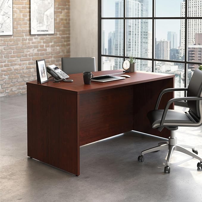 OfficeWorks by Sauder Affirm 60'' Bow Front Desk Shell L: 59.06'' x W: 34.25'' x H: 29.29'' Classic Cherry Finish