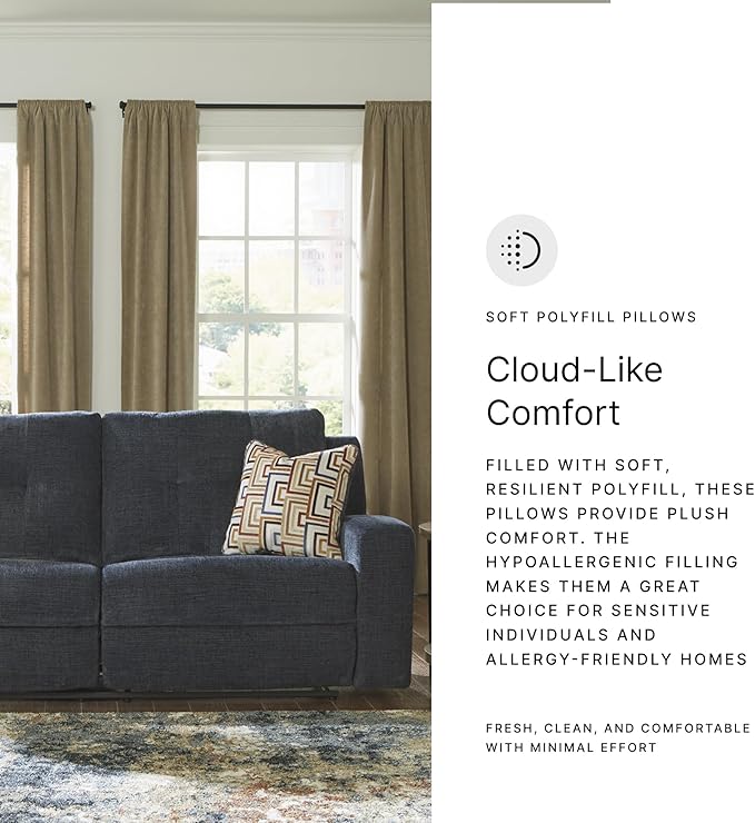 Signature Design by Ashley Danum Modern Manual Pull Tab Reclining Sofa with Tufed Back Cushion Blue