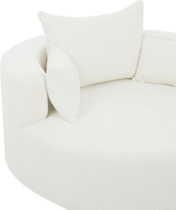 Oversized 55 W Upholstered 360° Swivel Accent Barrel Chair and a Half Modern Comfy Cuddler Sofa Lounge with Pillows for Living Room Bedroom Hotel (Chenille Beige)