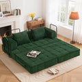 6-in-1 Convertible Sleeper Sofa Bed Corduroy Folding Mattress Couch with Fixed-Shape Frame Modular Foldable Boneless Couch Loveseat Couches with 2 Pillows for Living Room Bedroom Green