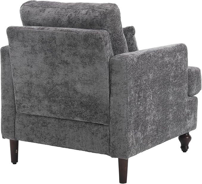 Upholstered Living Room Chair Chenille Accent Chair Single Sofa with Cushion &amp Solid Wood Frame Mid Century Modern Armchair for Bedroom Office
