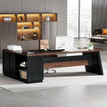 Tribesigns L-Shaped Executive Desk 78-Inch Large Office Desk with Drawers and Lateral File Cabinet Modern Business Furniture with Storage Shelves Workstation for Home Office (Walnut + Black)