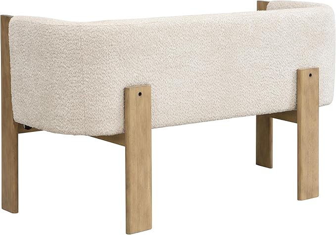 Christopher Knight Home Zudan Modern Boucle Upholstered Loveseat Sofa with Rubberwood Frame Comfy 2-Seater Sofa Couch and Flat-Panel Legs Love Seat Couches for Living Room Almond + Natural Ash