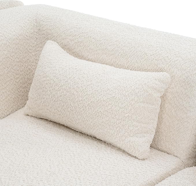 144 Modular Sectional Couch 5-Seat Cloud Sofa Compression Sofa with Two Chaise Lounge and 5 Back Pillows Boucle Fabric No Assembly Required Ideal for Living Room or Apartment Beige