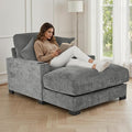 41 Inches Chaise Lounge Indoor Comfy Reading Chair with 2 PillowsUSB Charger Cup Holder Adjustable Backrest Sofa Bed Lazy Chair Sleeper Couch for Apartment Grey Polyester