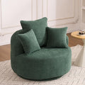 40” Greeen Round Swivel Chair with 3 Pillows &amp Thick Cushion Oversized 360° Swivel Accent Chair Modern Boucle Armchair for Nursery Living Room Bedroom Club