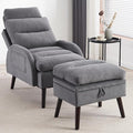 Accent Chair with Ottoman Comfy Reading Chair and Ottoman Set Modern Oversized Velvet Lounge Armchair with Adjustable Backrest for Living Room Bedroom Velvet Dark Grey