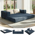 80 Foldable Chenille Futon Sofa Bed 4-in-1 Convertible Couch with 2 Pillows King-Size Floor Lounger for Living Room Guest Room Dorm - No Assembly (Blue 80in)