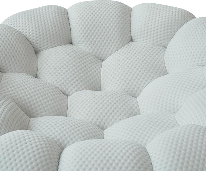 WJShome Modern Deep Seats Bubble Sofa Couches for Living Room No Assembly 48.4 ‘’ Small Couch with 42.5 Big OttomanComfy Sponge Floor Sofas Chair for BedroomLight Grey