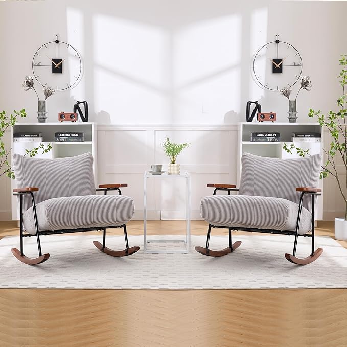 Modern Accent Chair Arm Chair Living Room Rocking Chair Metal e NJ308