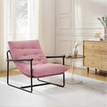 Modern Accent Chair for Living RoomArm Chair with Metal FrameUpholstered Armchair with Soft Cushion for Bedroom Lounge Reading Room (Pink)