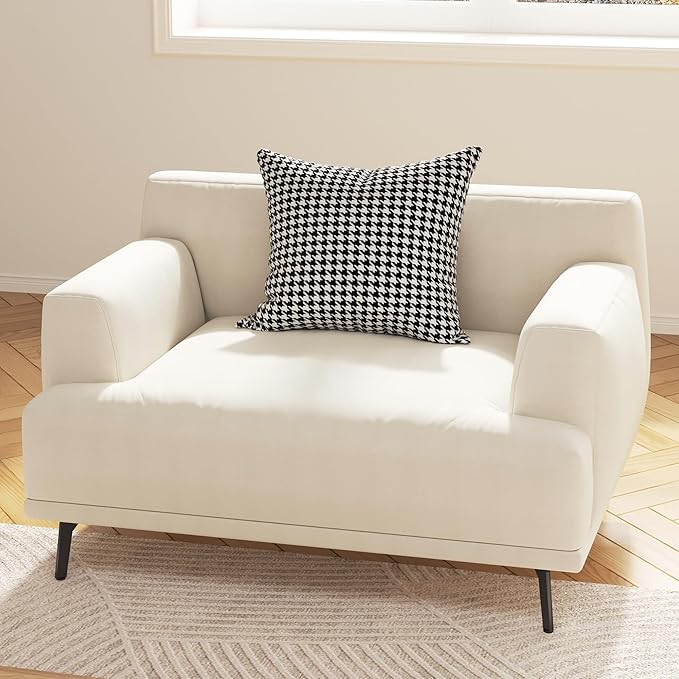 1-Seater Living Room Sofa - Modern Leisure Modular Sofa with Wooden Frame and Metal Legs Soft Cotton-Linen Fabric Easy to Install Suitable for Office Apartment and Living Room Grey 41.3