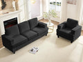 Mjkone 2 Piece Living Room Sofa Set 3 Seater Sectional Sofa Couch and Chair Sets 82 Width Chenille Sectional Couch Furniture Sets Modular Sofas Couches for Living Room Home Office Dark Grey