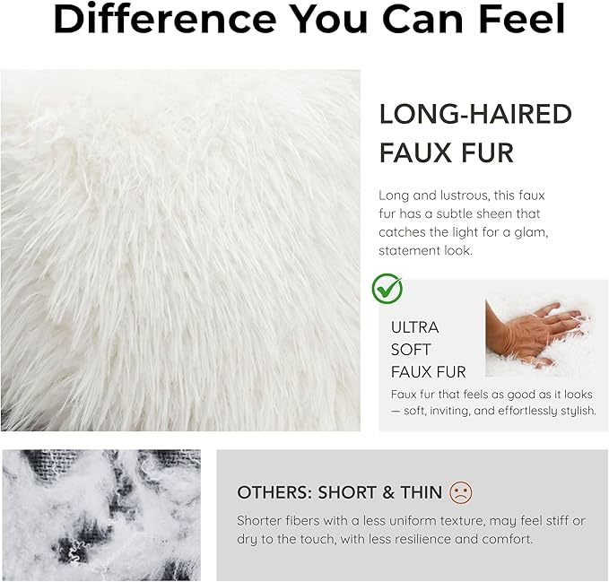 Furniture of America Ramos Modern Lounge Chair with Ultra Soft Faux Fur Long-Haired Accent Sofa Tight Seat and Back Single Couch Fluffy Living Room Seating No Assembly Needed White