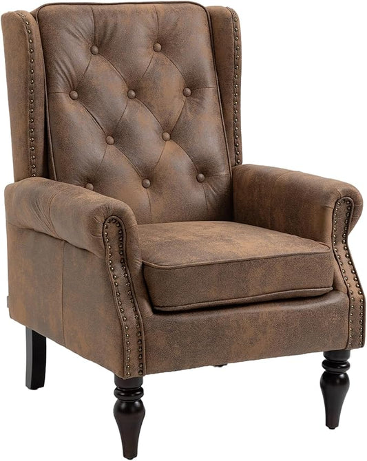 Modern Living Room Armchair Mid Century Accent Chair with Rolled Arms and Tufted BackUpholstered Microsuede Sofa Leisure Chair for Living Room/Bedroom/Office/Club