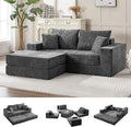 79 Boneless Cloud Loveseat Sofa Couch Modular Foldable Floor Sofa with Ottoman Chenille Lounge Convertible Sofa Bed for Living Room No Assembly Dark Grey
