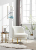 28.4 W Accent Chair Upholstered Curved Backrest Reading Chair Single Sofa Leisure Club Chair with Golden Adjustable Legs for Living Room Bedroom Dorm RoomIvory Boucle