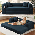 Convertible Futon Sofa Bed80 Folding Pull Out Couch with Pillows &amp Storage Pocket Oversized Queen Sleeper Sofa in a BoxCorduroy Boneless Couch for Living RoomNavy Blue