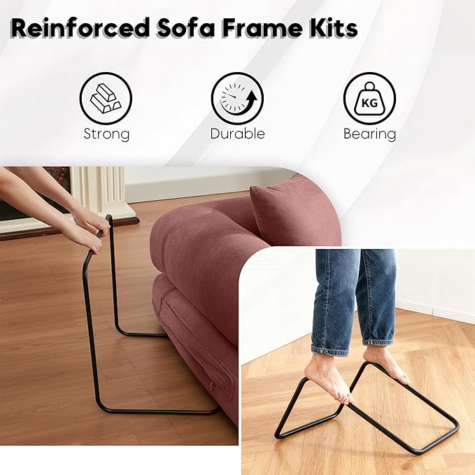 78.5 Inch Convertible Sleeper Sofa Bed 5 in-1 Boneless Floor Couch Bed with Fixed-Shape Frame Modular Futon Couch for Living Room Apartments RV Studio Bedroom Small Spaces Pink
