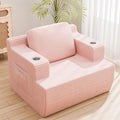 Homall 42” Single Sofa Foam Couch for Small Spaces Upholstered Floor Sofa with Cup Holder &amp Storage Pocket Boneless Couch for Bedroom Living Room (Pink Single)