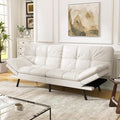 Convertible Faux Leather Futon Sofa BedMemory Foam Futon CouchSmall Splitback Modern Folding Loveseat Sleeper Sofa Couches for Living RoomOfficeApartmentWhite