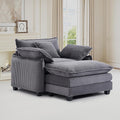 Oversized Chair with Ottoman Modern Corduroy Sofa Bed Single Sofa Chaise Large Upholstered Sofa for Living Room Bedroom (Grey)