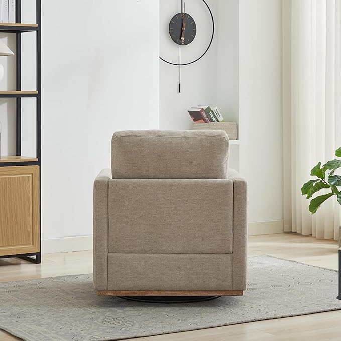 360° Swivel Upholstered Armchair 30.7 W Modern Comfort Single Sofa Chair for Living Room Bedroom Apartment Nursery Taupe