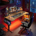 EnHomee Gaming Desk with LED LightsComputer Desk Adjustable Electric Standing Height Office Desk with 3 Memory PresetStorage Side Pocket and Cable ManagementRustic Brown48 x 24 Inch