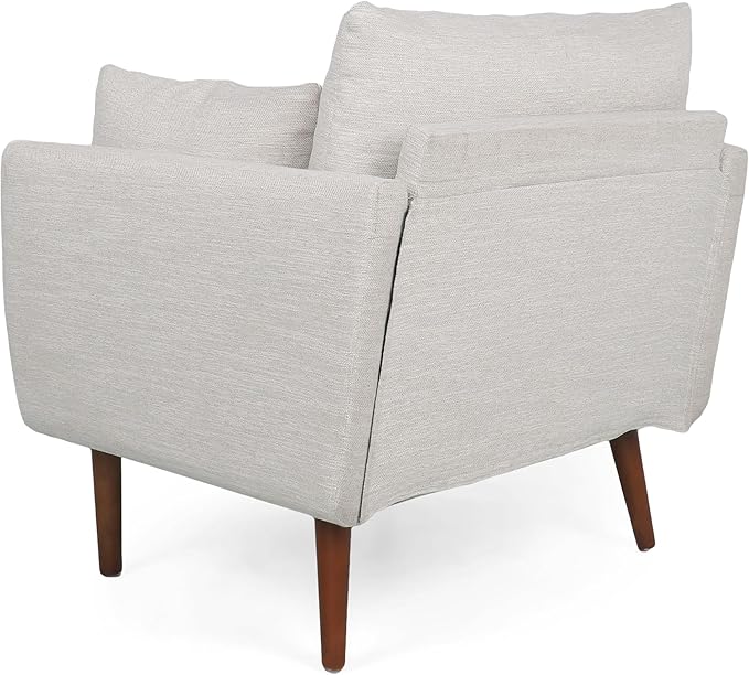 GDFStudio Club Chair Accent Armchair Accent Arm Reading Chair for Living Room Upholstered Armchair Lounge Chair with Comfy Cushion Wooden Leg for Bedroom Office Beige