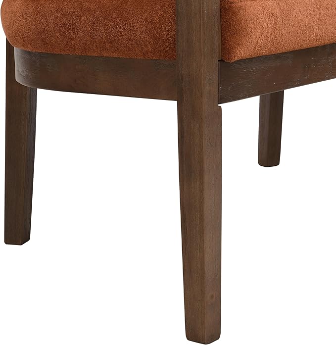 Christopher Knight Home Xiza Modern Fabric Upholstered Loveseat Sofa with Rubberwood Frame Comfy 2-Seater Sofa Couch and Rattan Backrest Love Seat Couches for Living Room Dark Orange + Walnut