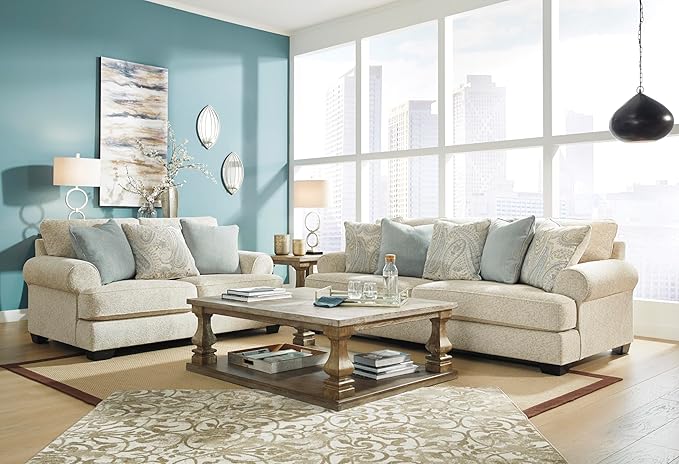 Signature Design by Ashley Monaghan Vintage Sofa with Accent Pillows Reversible Cushions and Rolled Arms Beige