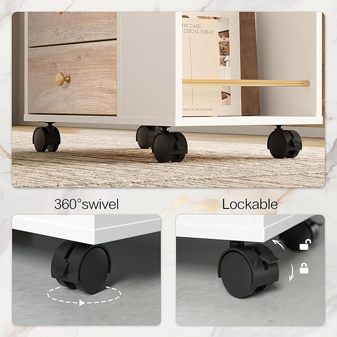 67 L-Shaped Electric Standing Desk with File Cabinet 1.18 Desktop Adjustable Height Executive Table Stand Up Desk with 3 Drawers Rolling Filing Cabinet for Home and Office White Rattan